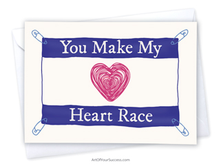 Heart Race Valentines Love Anniversary card for runner
