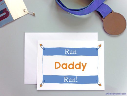 Card for dad runner, father run card, daddy race card, good luck dad event, 5k, 10k, half marathon, marathon, ultra, tri, triathlon, ultra