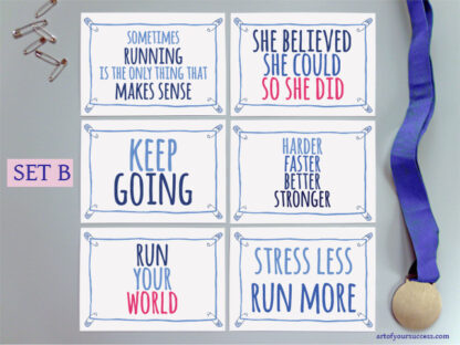 Motivation quotes for sport and life on postcards