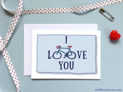 Bike cyclist Valentine Anniversary Love card