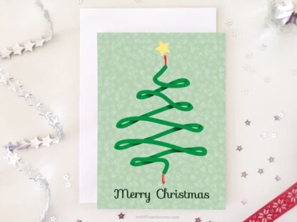shoelace Christmas tree card