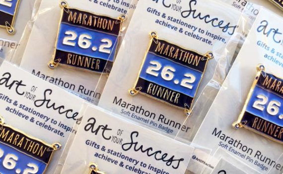 Marathon runner enamel pins