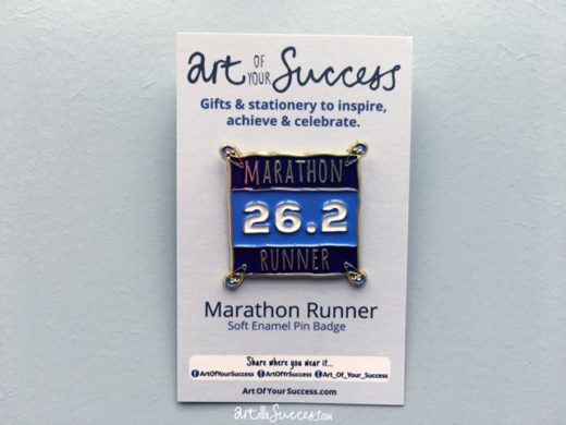 Marathon runner pin on card