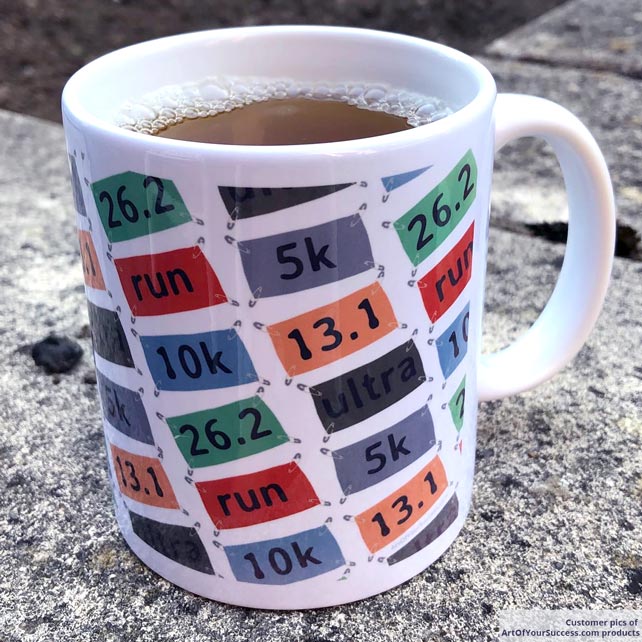 Running-Bibs-Mug by ArtOfYourSuccess.com with tea