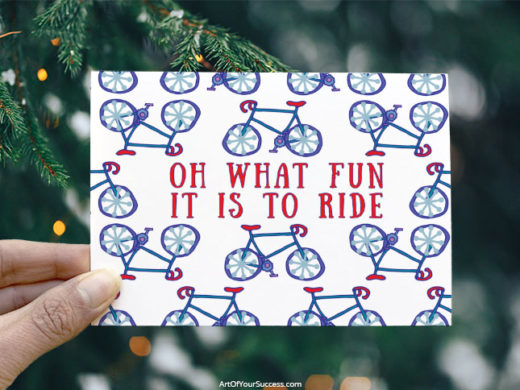 Bikes Christmas Card Fun to Ride by ArtOfYourSuccess.com
